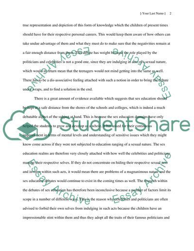 The Basis Of Sex Education Essay Example Topics And Well Written Essays 750 Words