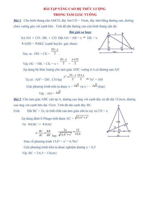 Bai Tap Chuong 1 Hinh 9 Nang Cao 10cm X X D H K C A B 2x 12 15 K H B C A BÀi TẬp NÂng