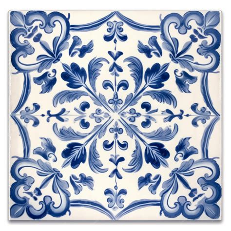 Premium Ai Image Vintage Delft Tile Ornament On White Background