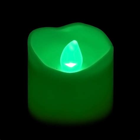 Battery Operated LED Votive Candle - Green Flame