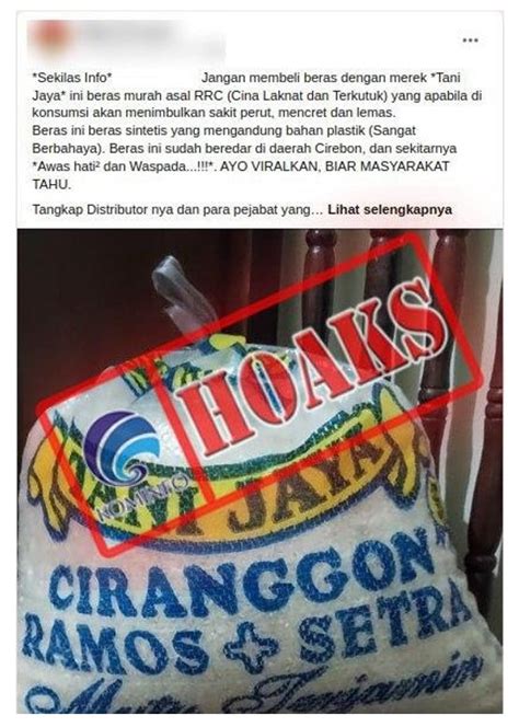 Disinformasi Beras Sintetis Beracun Dari Cina Beredar Di W