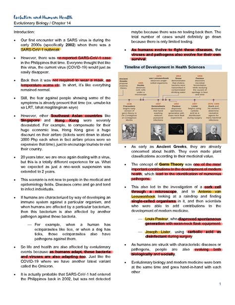 SOLUTION Chapter 14 Evolution And Human Health Studypool