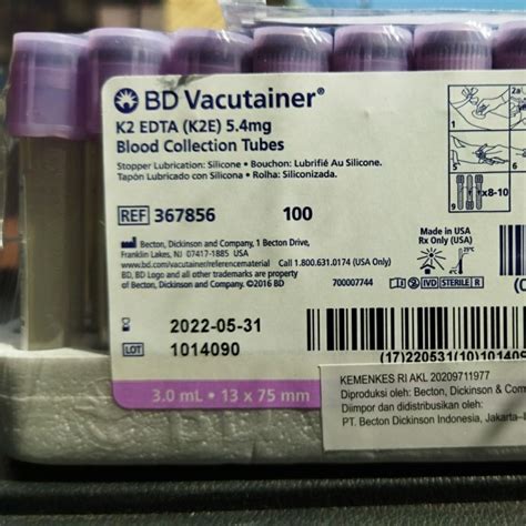 Jual Kualitas No1 Bd Vacutainer Edta Bd Edta Tutup Ungu Ukuran