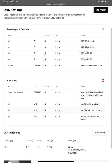 Problems with SS + iCloud Settings for Email Using Custom Domain - Page