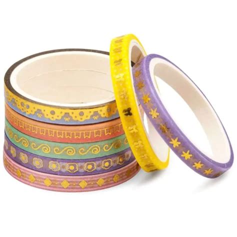 WASHI TAPE SLIM FOIL DOURADO 8 UNIDADES BRW Shopee Brasil