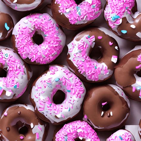 Pink Frosted Donuts Cartoon Pattern Apple Fritter Chocolate Donuts