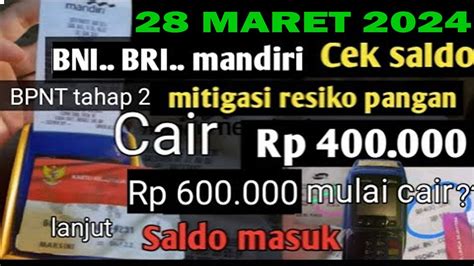 Cek Saldo Hari Ini KAMIS PKH Tahap 2 BPNT Nya Daerah Ini Bank BRI