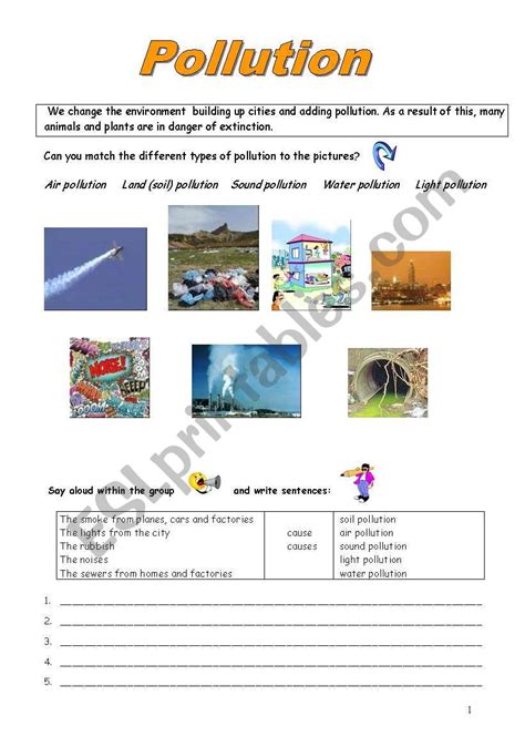 Pollution Esl Worksheet By Rosacas