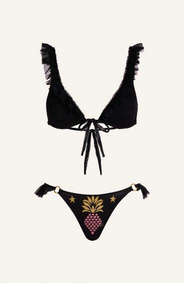 Bikini Triangolo Imbottito Con Rouge In Lycra Stampa Macula Taglia S