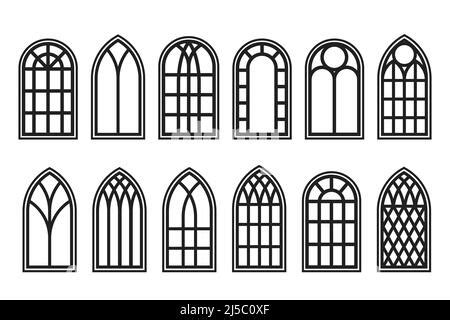 Conjunto De Contornos De Ventanas G Ticas Silueta De Los Marcos De Las