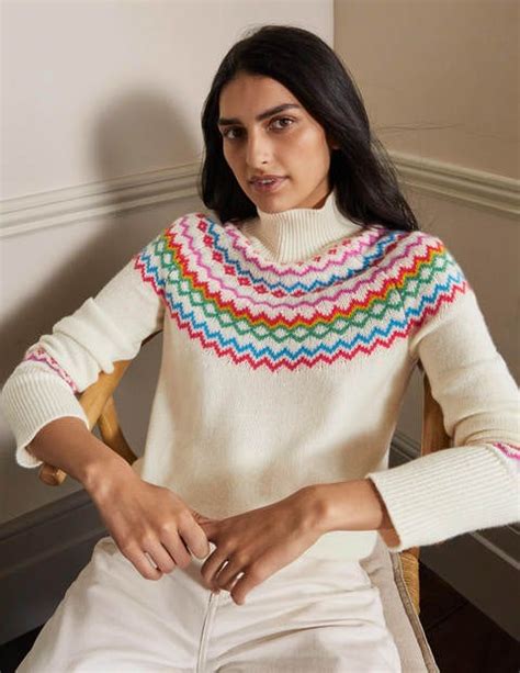 Anna Kaschmirpullover Perlwei Fair Isle Muster Boden At