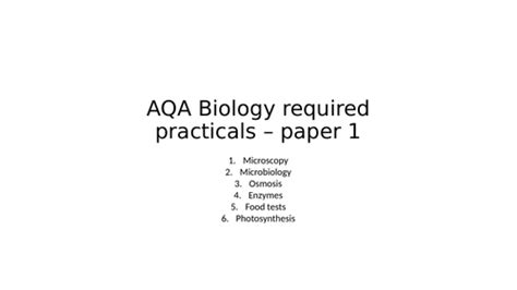 Gcse Biology Required Practicals Paper 1 Teaching Resources