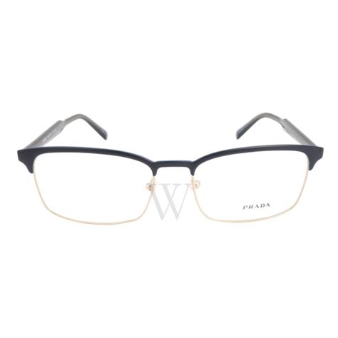 Prada 56 Mm Matte Blue Pale Gold Eyeglass Frames World Of Watches