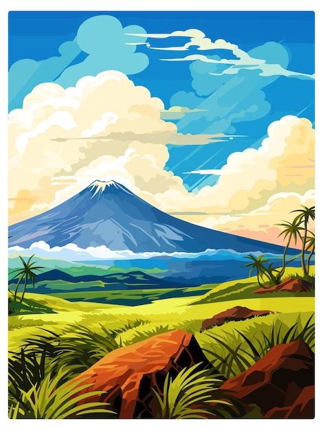 Premium Vector Hawai Volcanoes National Park Vintage Travel Poster