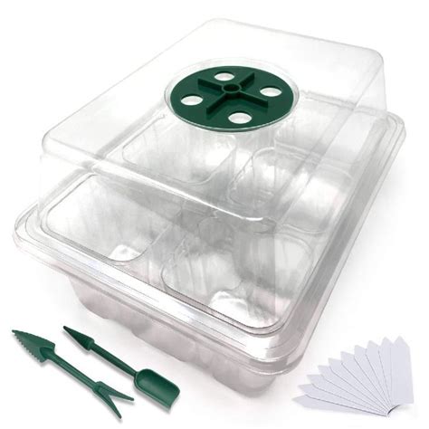 Pratico Outdoors 6 Cell Plastic Seed Starter Tray Kit Clear 5 Pack