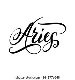 Aries Zodiac Sign Calligraphy Style Inscription Stock Vector Royalty