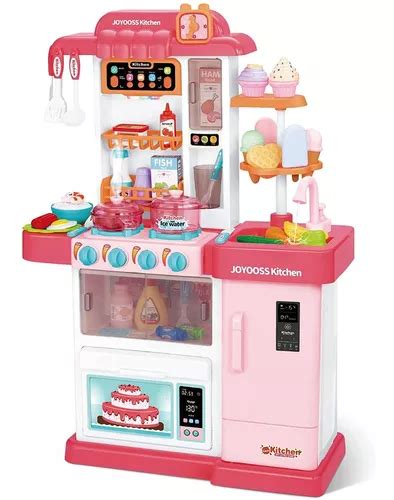 Cozinha Infantil Completa Fogão Geladeira Pia Vapor 76cm Cor Rosa