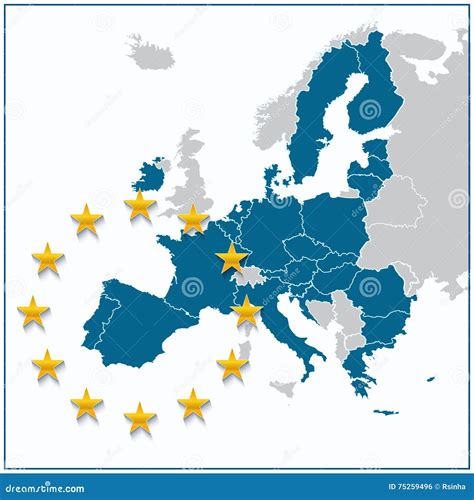 Mapa da União Europeia ilustração do vetor Ilustração de pino 75259496