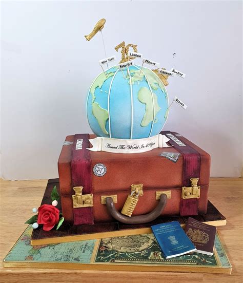 Globe Suitcase Cake