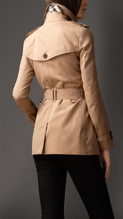 Burberry Short Cotton Gabardine Trench Coat In Brown Lyst