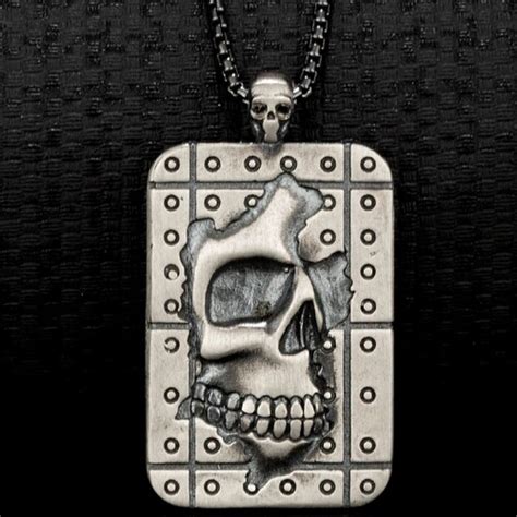 Skull Necklace Sterling Silver Human Skull Pendant Fine Etsy