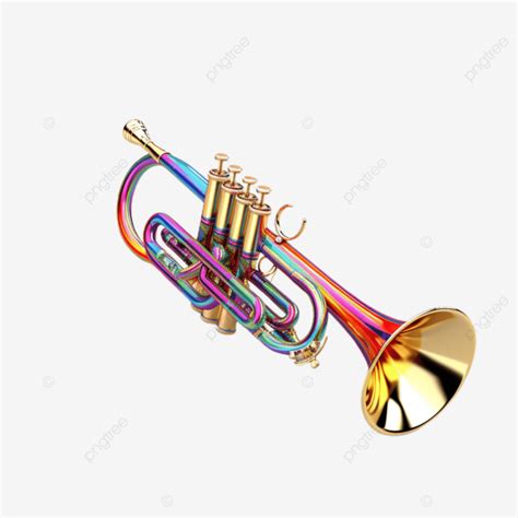 Colorful Brass Trumpet Concept Musical Instruments Professional PNG