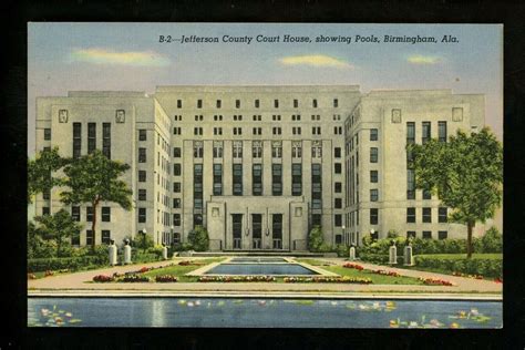 Alabama Al Postcard Birmingham Jefferson County Court House Pools Linen Teich Ebay