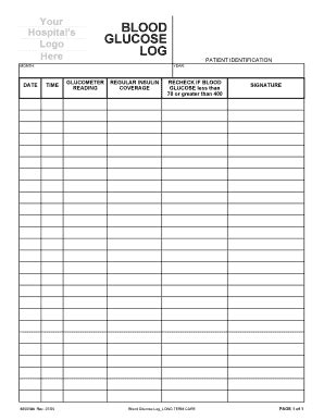 Diabetes Blood Sugar Log Sheet Printable