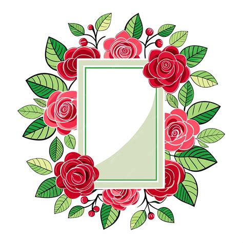 Premium Vector Rose Flower Frame Hand Drawn Flat Stylish Cartoon