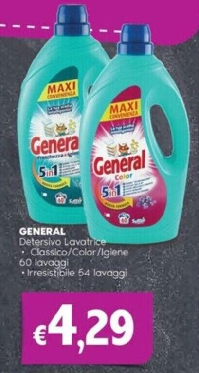 GENERAL Detersivo Lavatrice Classico Color Igiene 60 Lavaggi Offerta Di