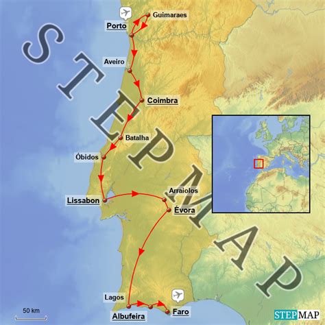 StepMap Höhepunkte Portugals ab 2023 Landkarte für Portugal