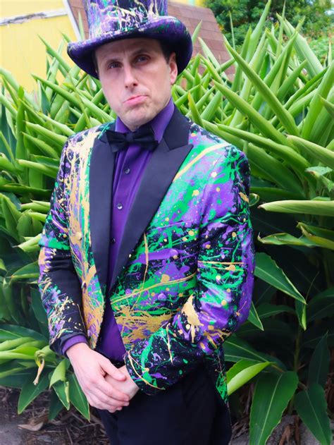 Mardi Gras Tails Tuxedo Tux Mens Painted Jacket Blazer Suit Mardi Gras