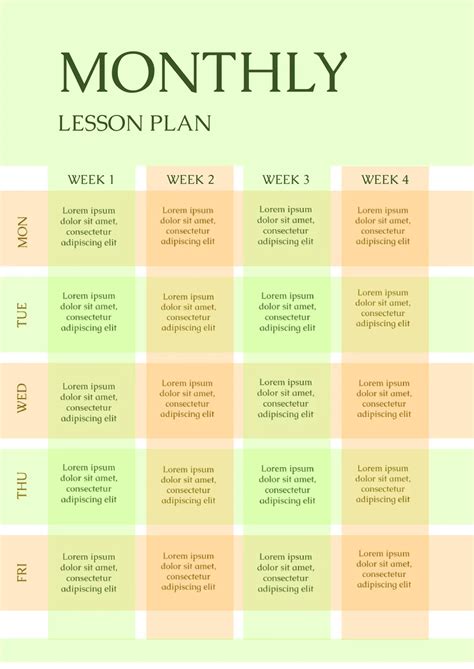 Free Monthly Lesson Plan Template For Google Docs