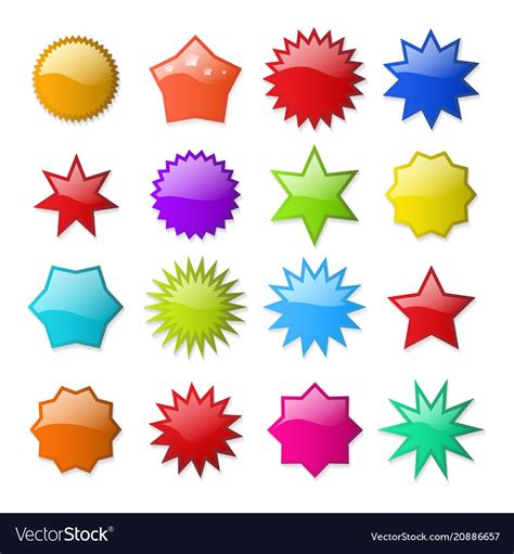 Starburst shape stickers Royalty Free Vector Image