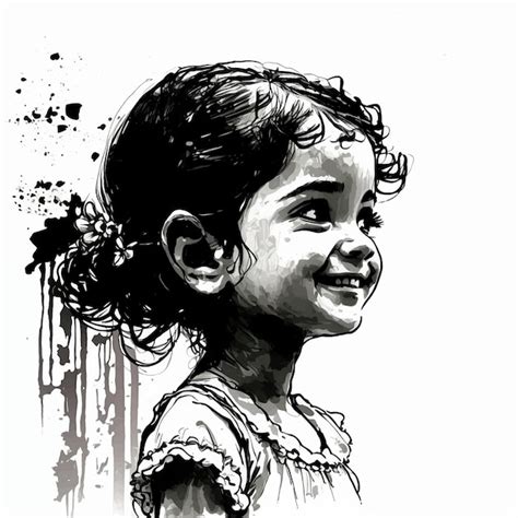 Premium Vector | Portrait sketch ink brush