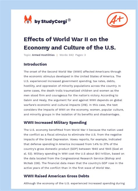 Effects of World War II on the Economy and Culture of the U.S. | Free Essay Example