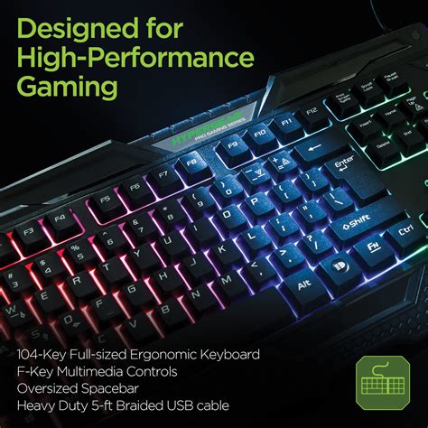 Hypergear 4 In 1 Gaming Kit Includes Full Sized Rgb Backlit Keyboard