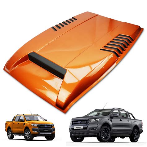 Fits Ford Ranger Wildtrak 2015 18 Scoop Bonnet Hood Cover Orange Matt