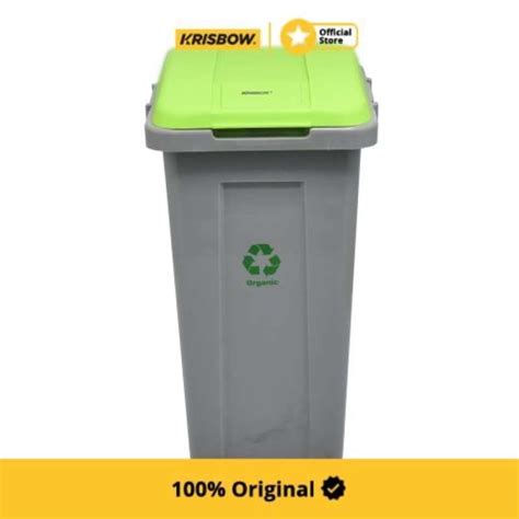 Jual Krisbow Dust Bin Tempat Sampah Plastik Tutup 50 Ltr Hijau Di