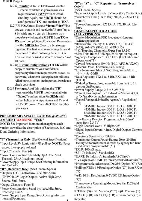 Otek MBTR3 315 MHz Transceiver User Manual Qtek