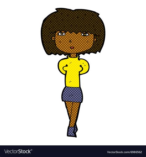 Comic Cartoon Shy Woman Royalty Free Vector Image