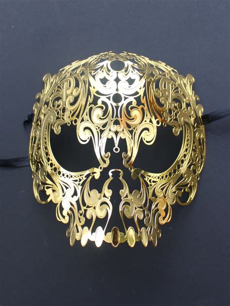 Gold Metal Filigree Skull Mask Masque Boutique Masquerade Masks