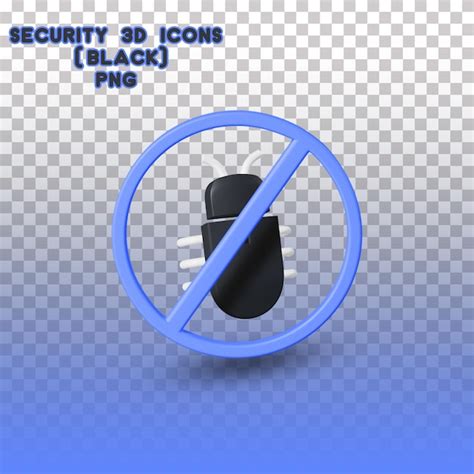 Premium PSD Security 3d Icons No Bugs Black