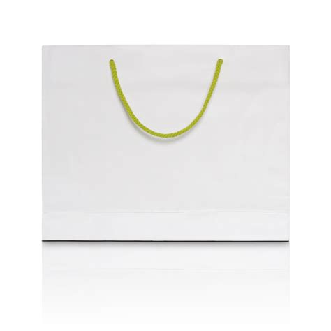 White Paper Shopping Bag Isolated With Reflect Floor For Mockup