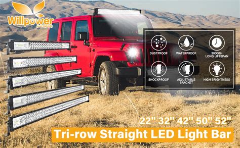 Willpower LED Light Bar 52 Inch 675W 7D LED Driving Light Bar 12V Flood