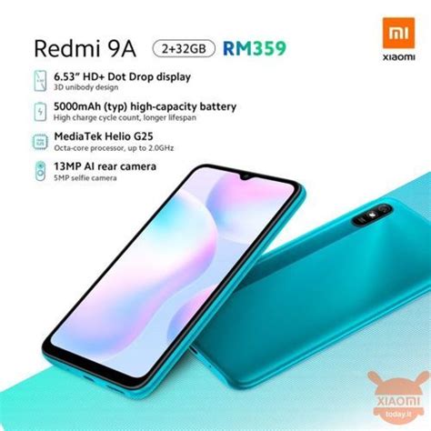 XIAOMI Redmi 9A 2Go 32Go Dual Sim 5000mAh Vert Fiche Technique Et