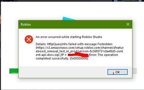 An Error Occurred While Starting Roblox Studio Httpqueryinfo Failed