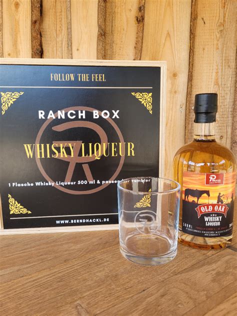 Ranchbox WHISKY LIQUEUR 7P Brand Tumbler In Holzbox Bernd Hackl