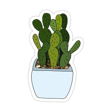 Cute Cactus In Blue Pot Sticker For Sale By Andilynnf Pegatinas