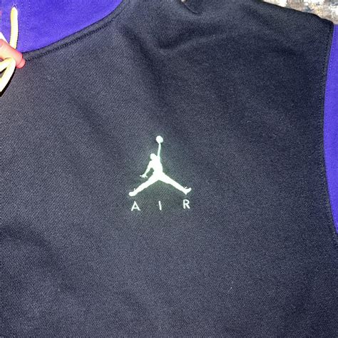 Black and Purple Air Jordan Hoodie Size Large - Depop